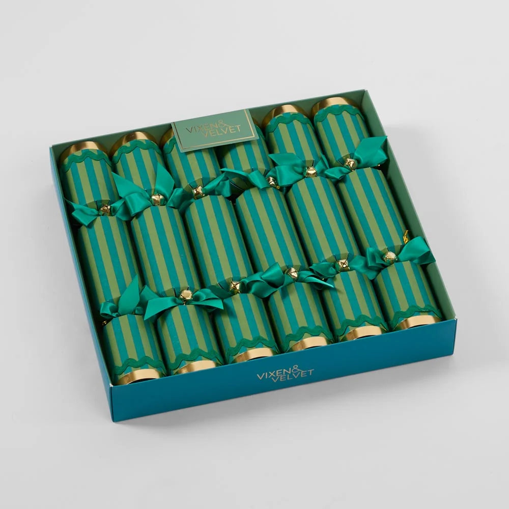 Crackers S/6 - Striped Verdant Green