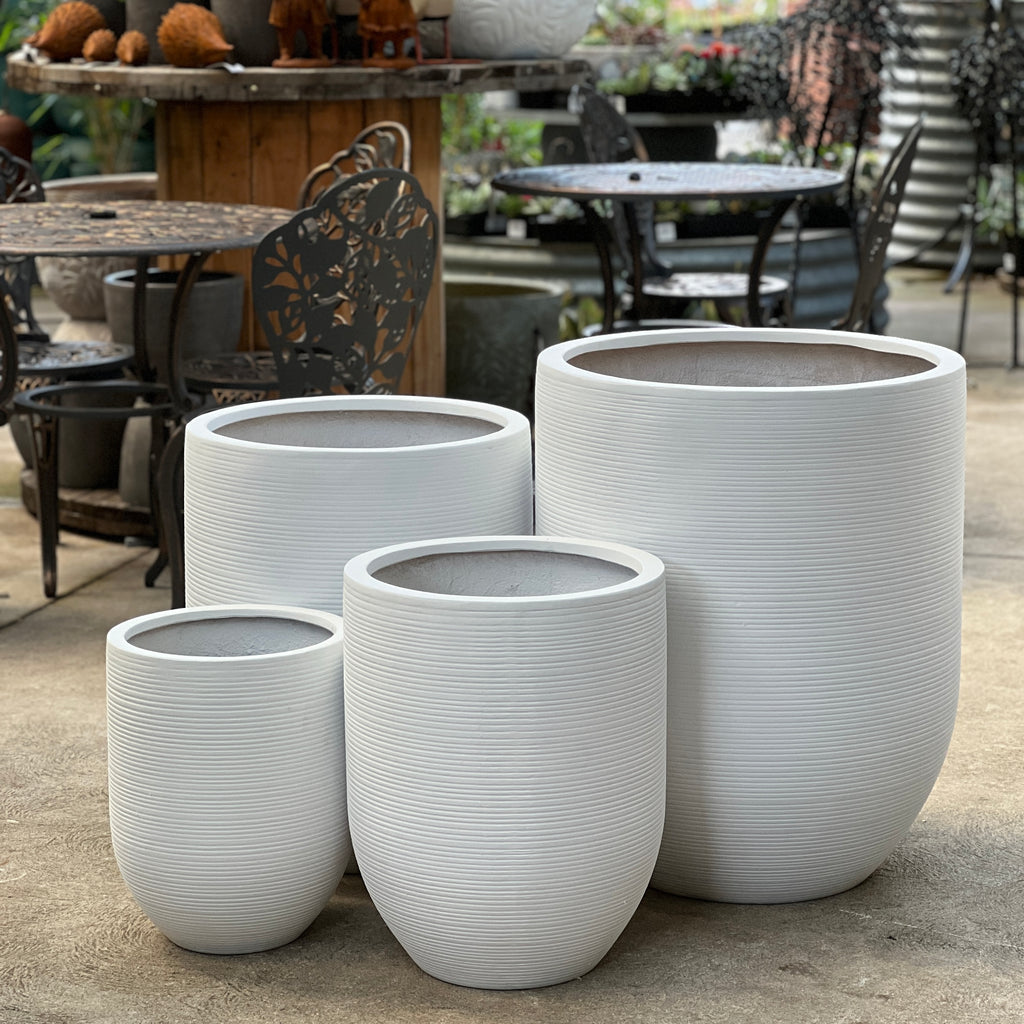 Saxon Ribbed Tall U Pot - White