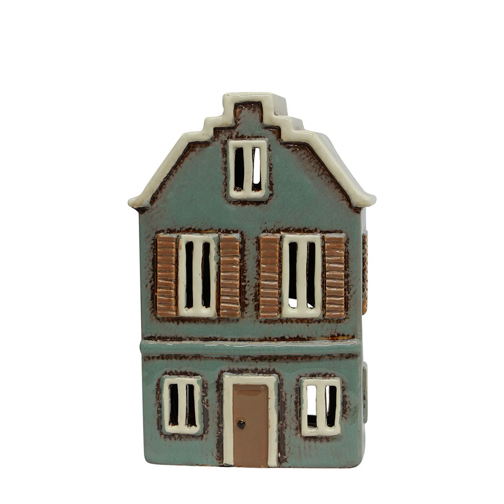 Alsace Tealight House With Shutters Blue