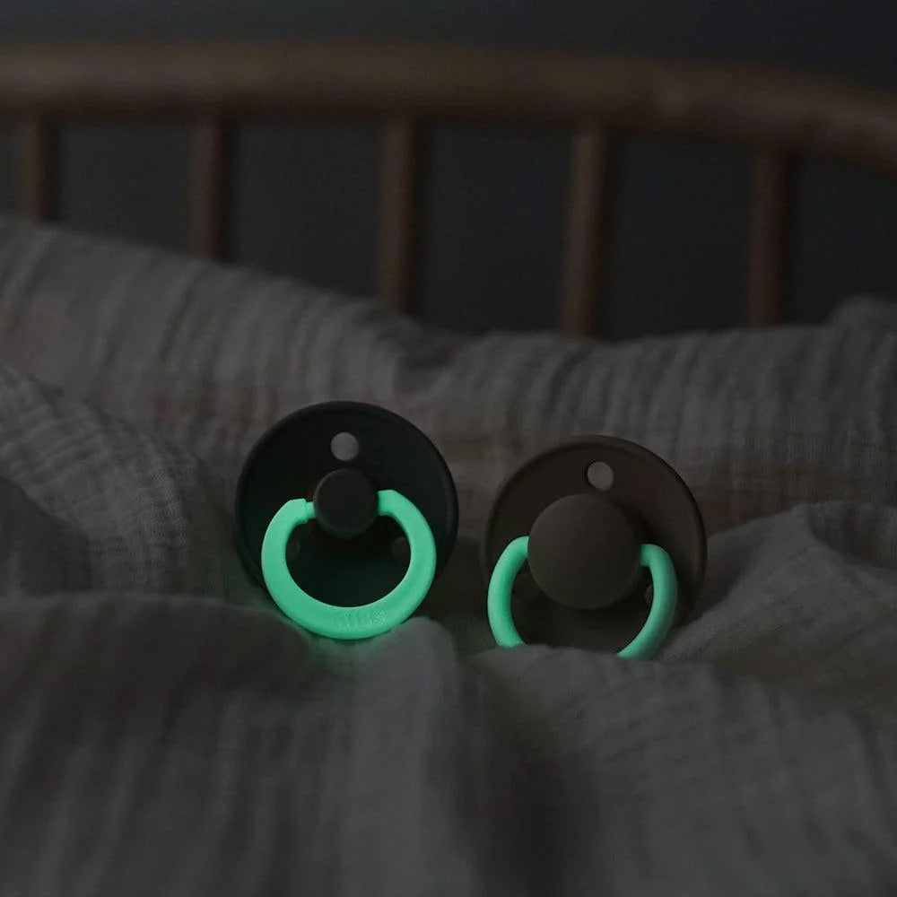 Pacifier Glow Twin Pack (Size 1) - Iron/Baby Blue