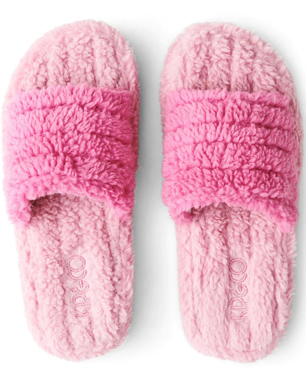 Quilted Sherpa Slippers Poochie Pink -