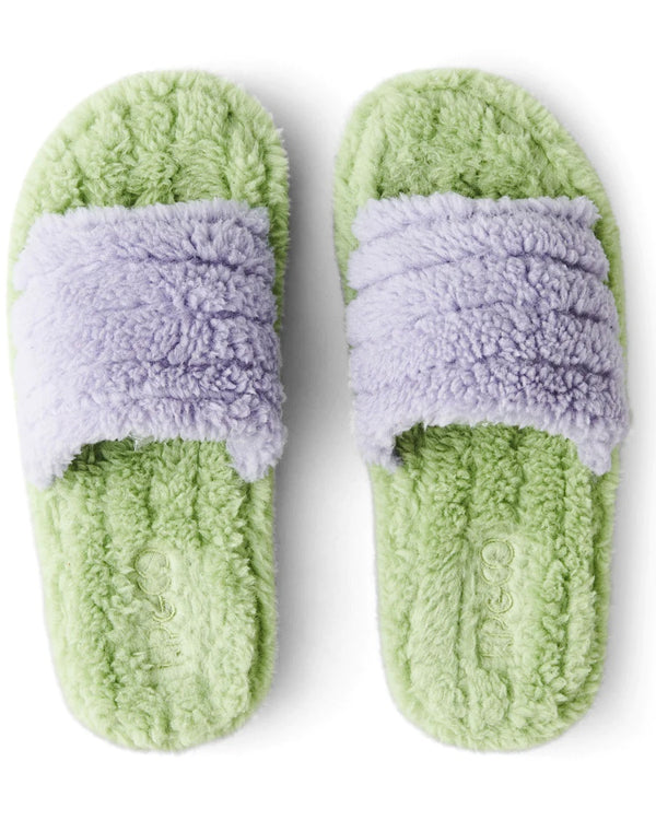 Quilted Sherpa Slippers Mint Gelato -