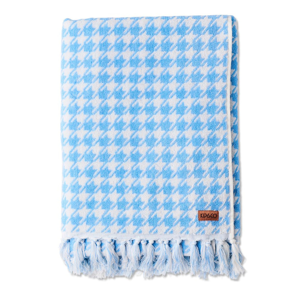Terry Bath Towel - Houndstooth Blue