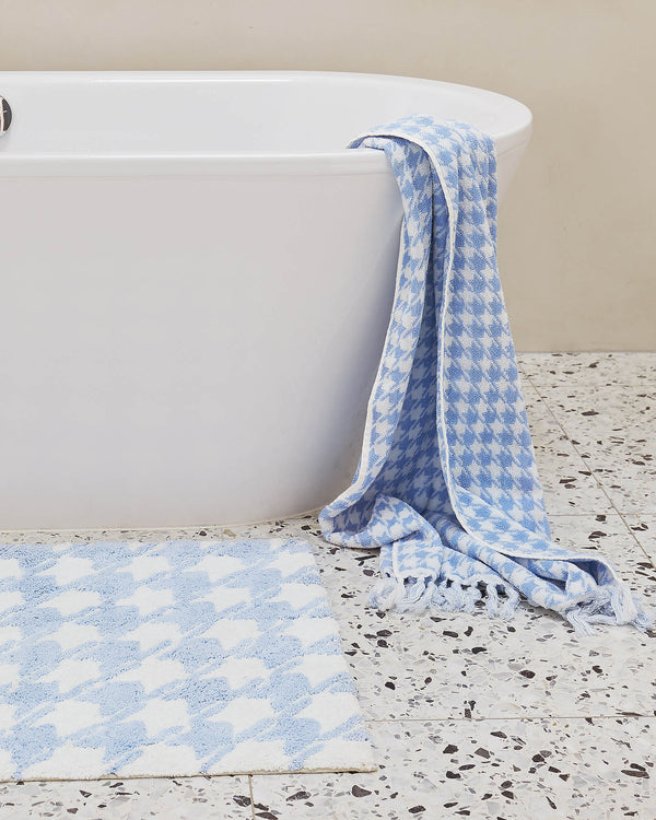 Bath Mat - Houndstooth Blue