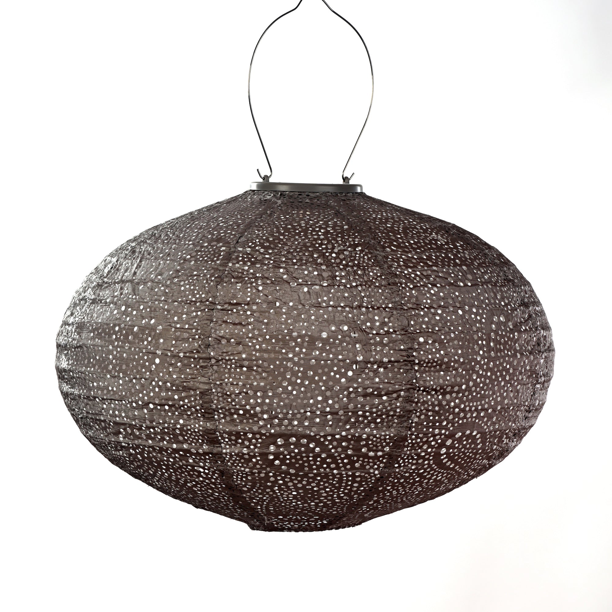 Solar Lantern Oval 40cm - Taupe