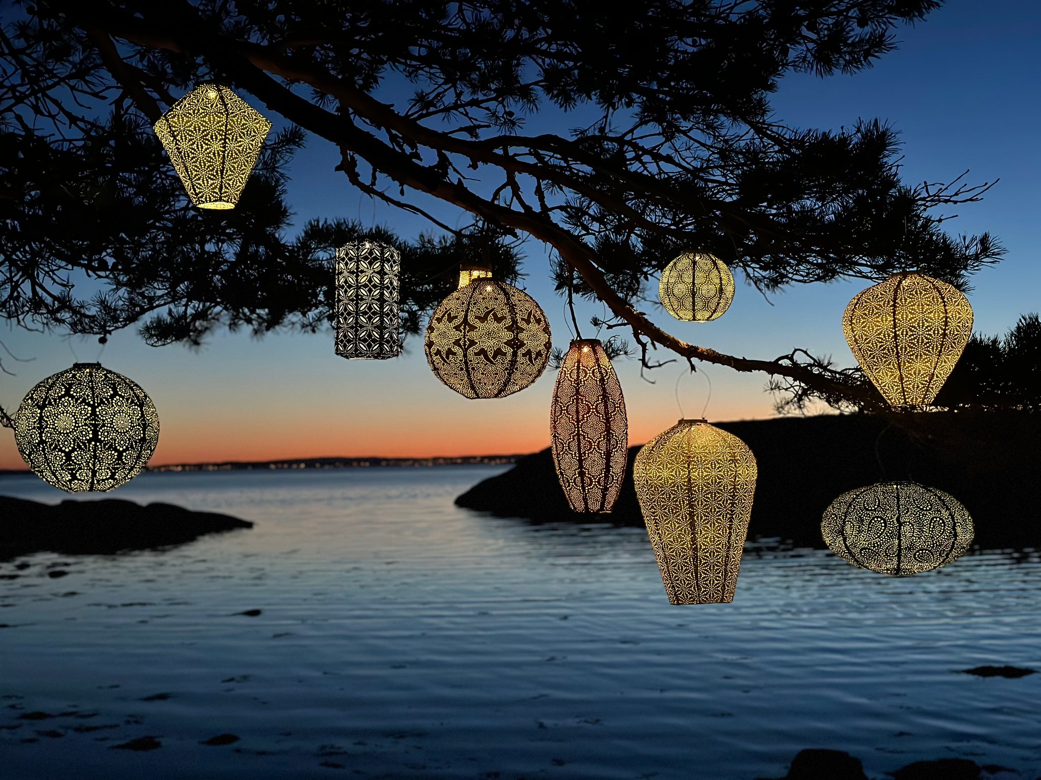 Solar Lantern Oval 40cm - Taupe