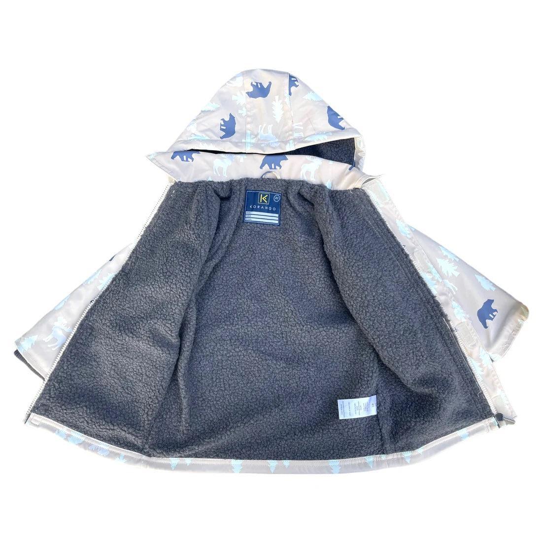 Bear Print Colour Change Sherpa Lined Raincoat -