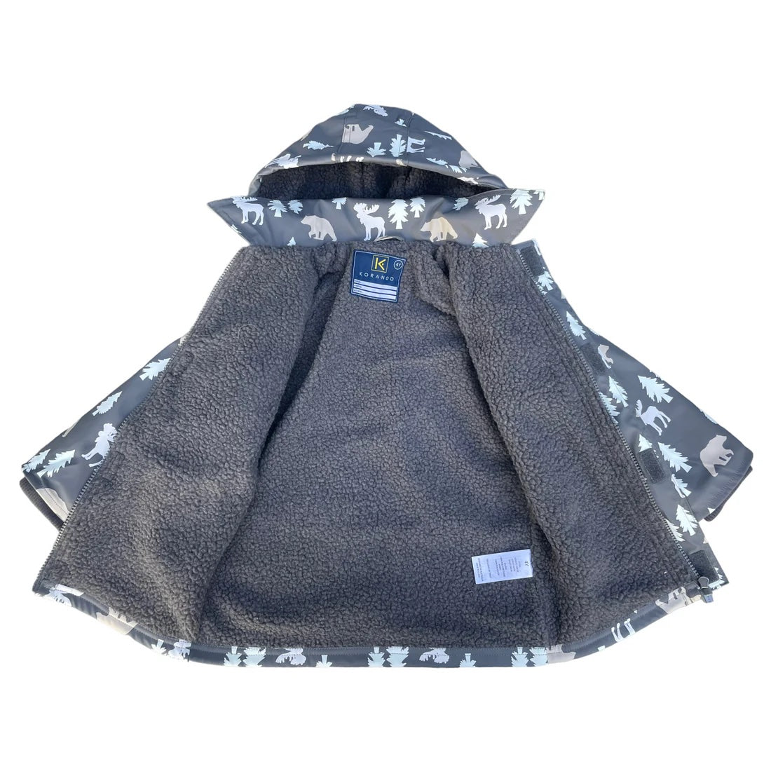 Bear Print Colour Change Sherpa Lined Raincoat -