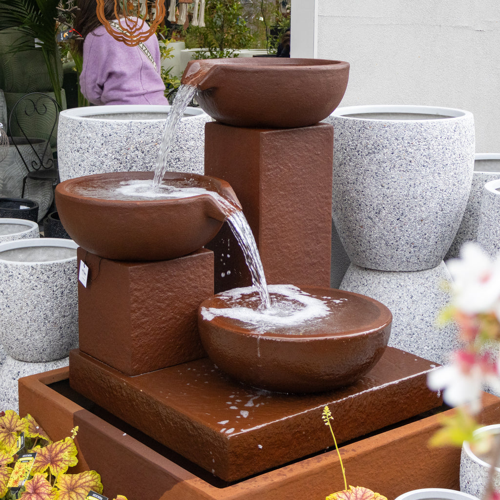 Trio Cascading Fountain - Iron Rust