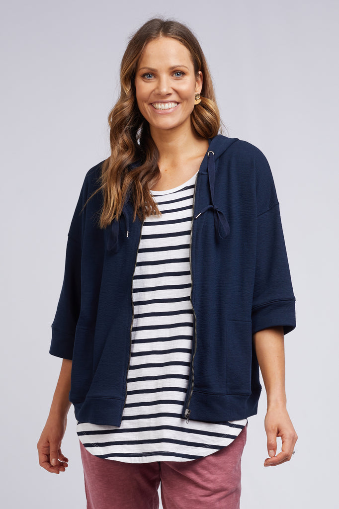 Beachy Zip Hoodie - Navy