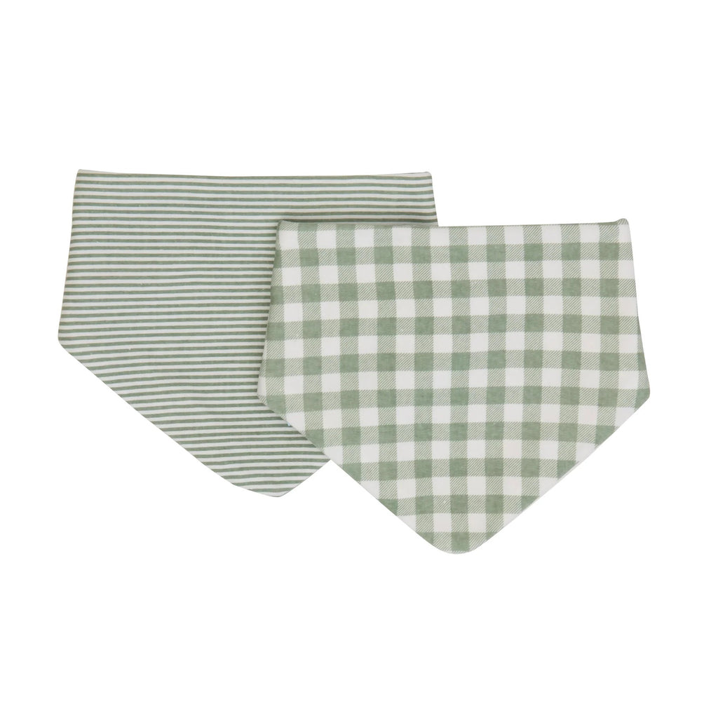 Bandana Bibs 2pk - Gingham Sage