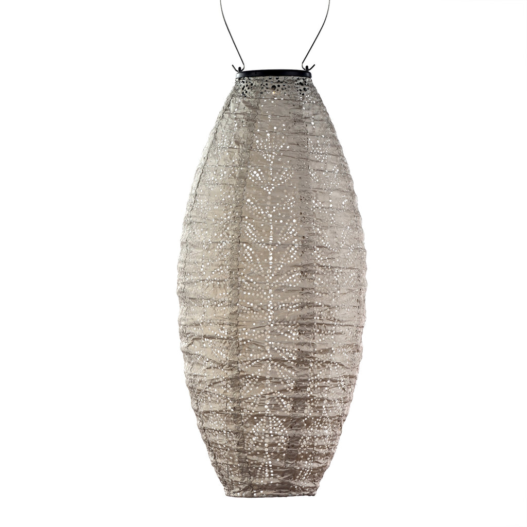 Solar Lantern Long Oval - Light Taupe