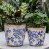 Floral Herb Pot - Blue