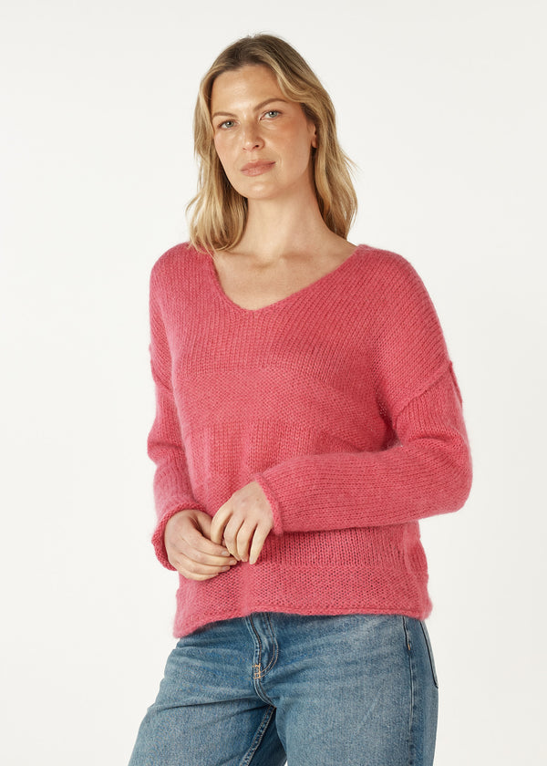 Mohair V-Neck Knit - Rouge