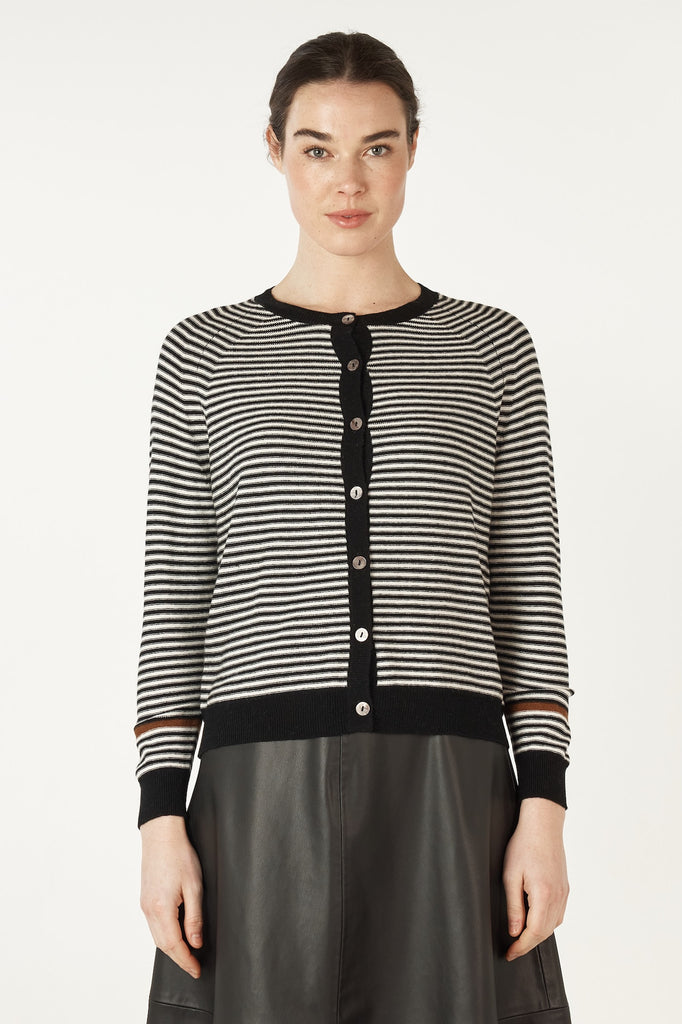 Essential Stripe Cardi - Black