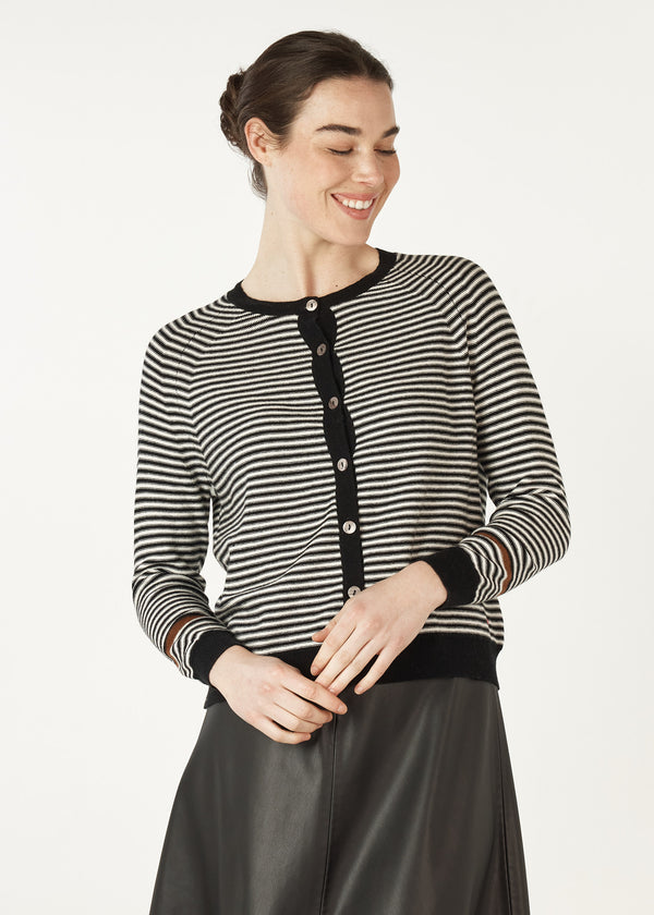 Essential Stripe Cardi - Black