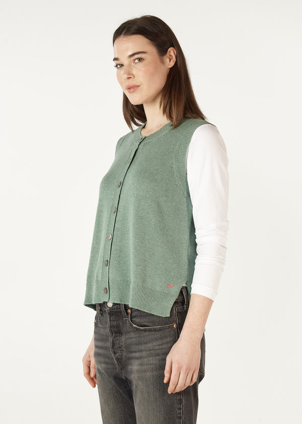 Essential Button Vest - Moss