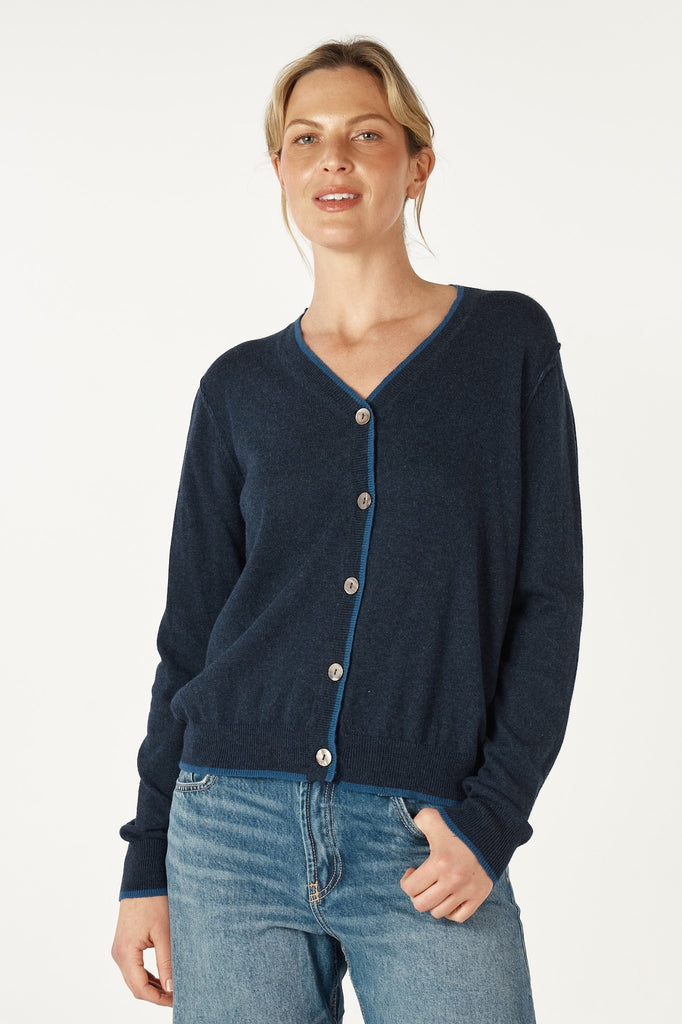 Essential V-Neck Cardi - Denim