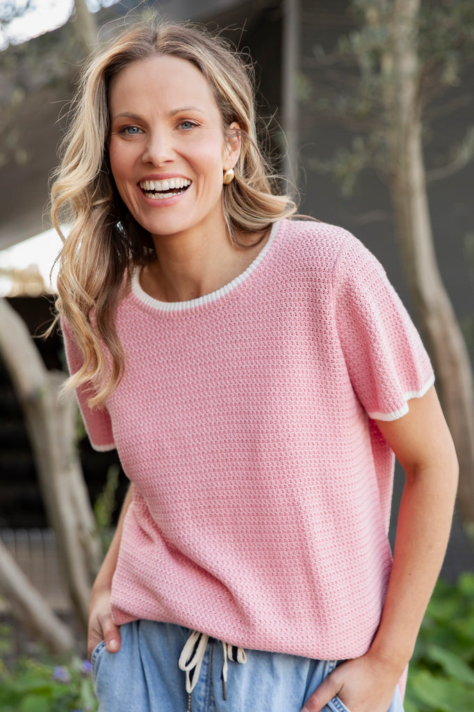 Camellia Short Sleeve Knit - Blush