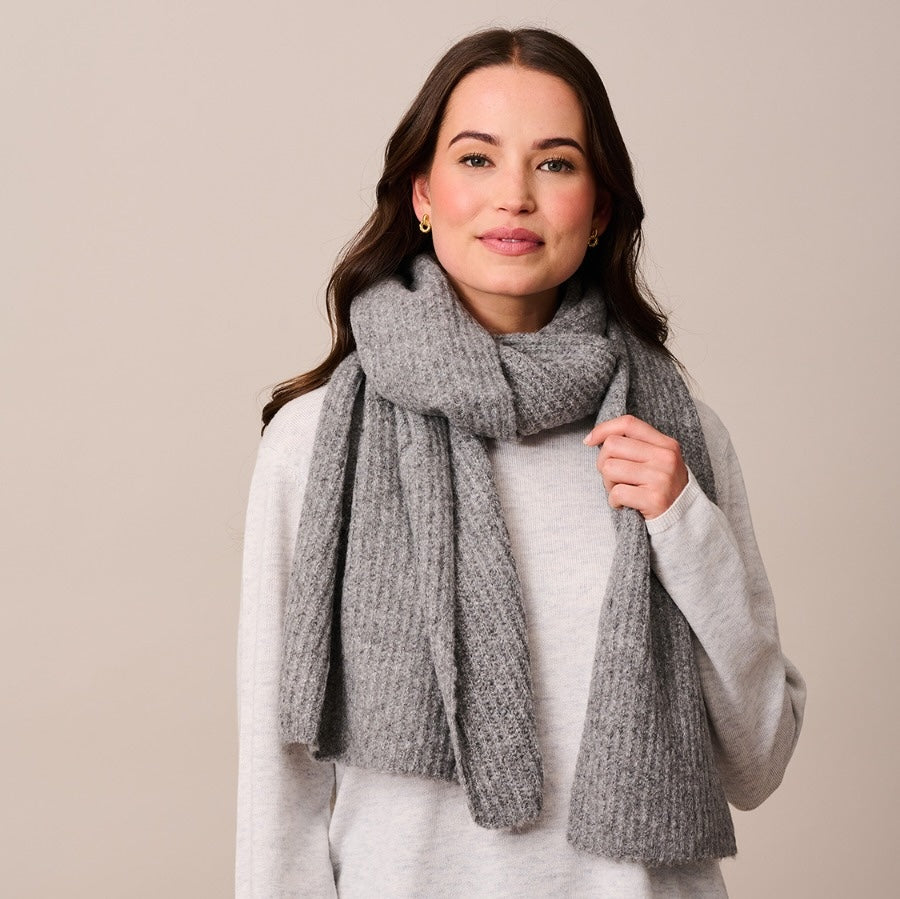 Ribbed Scarf - Grey