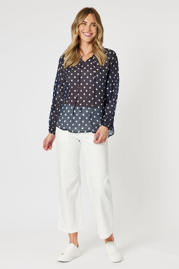 Sorrento Top - Navy/White