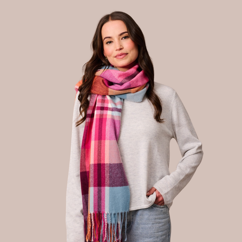 Pink/Blue Check Scarf