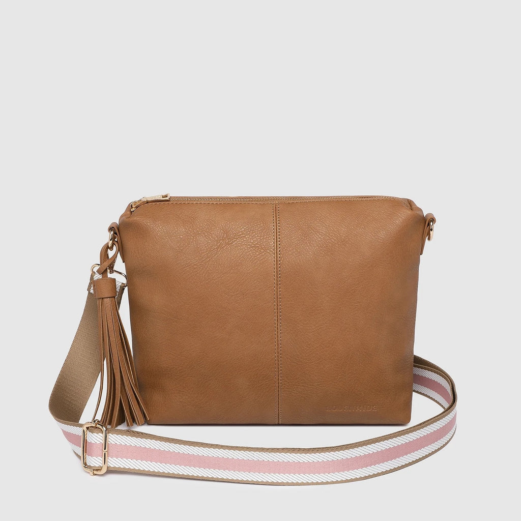 Daisy Stripe Crossbody Bag - Camel