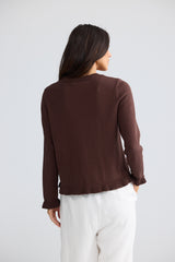 Lorrie Frill Cardi - Chocolate