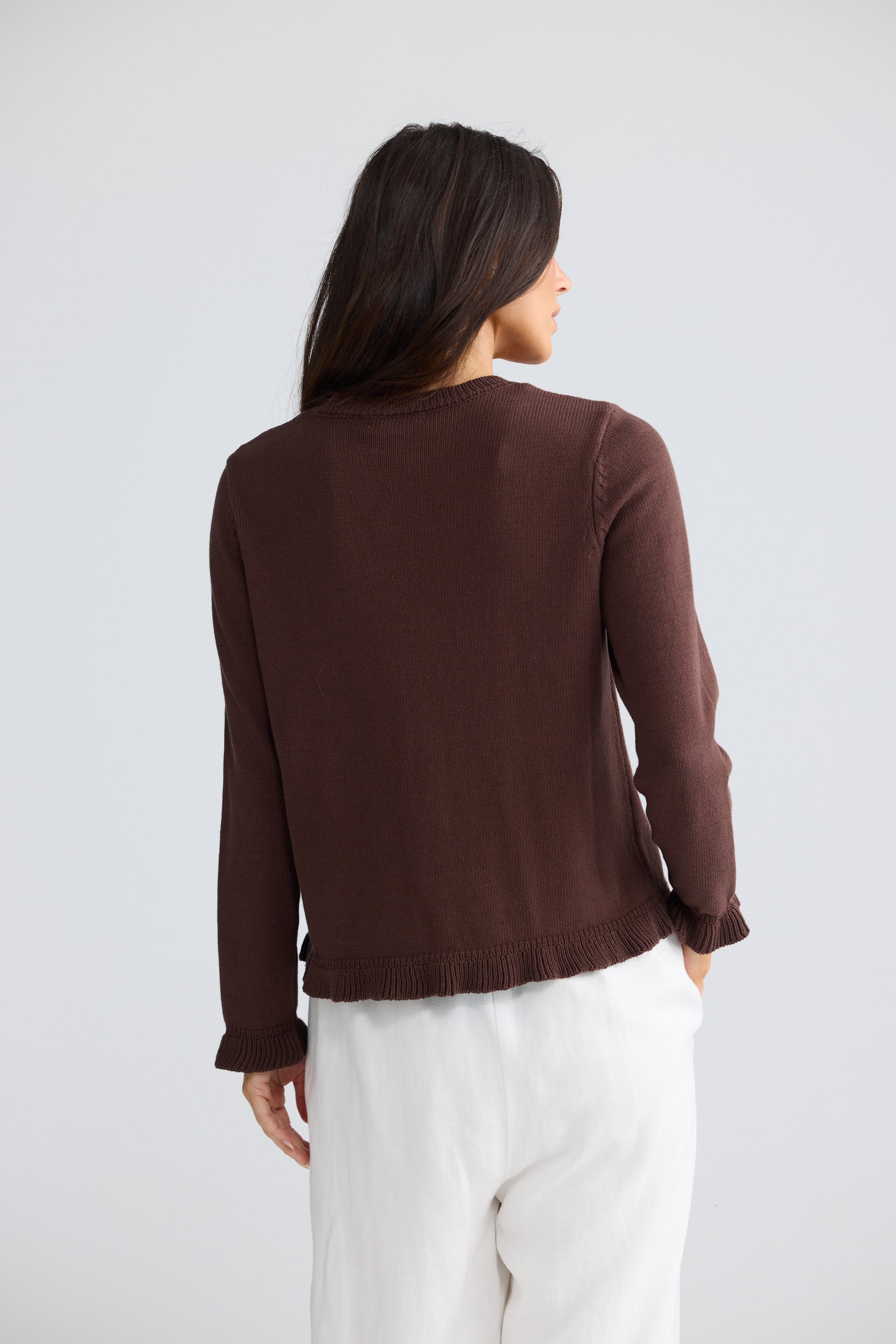 Lorrie Frill Cardi - Chocolate
