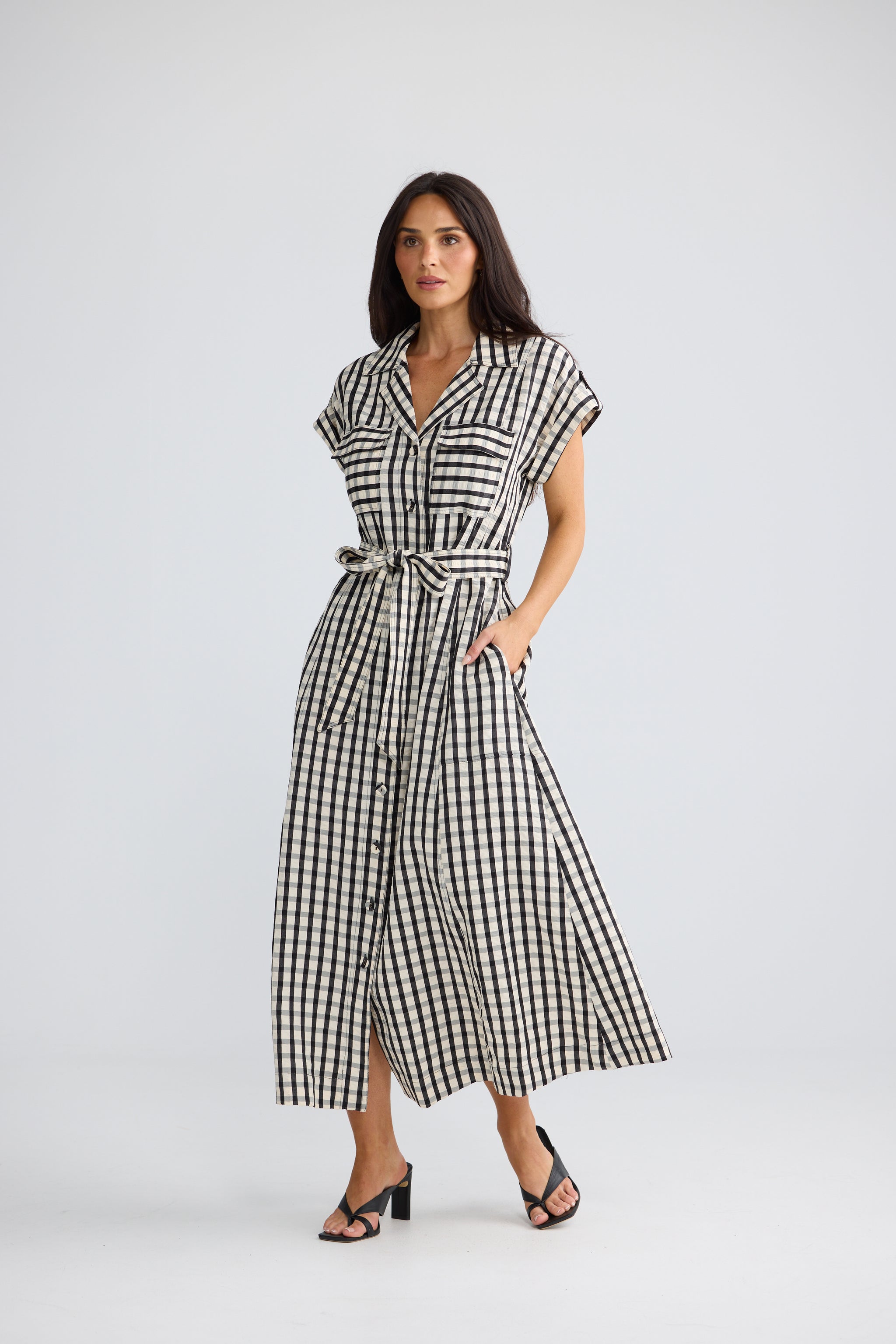 Portia Dress - Black Gingham