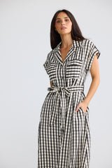 Portia Dress - Black Gingham