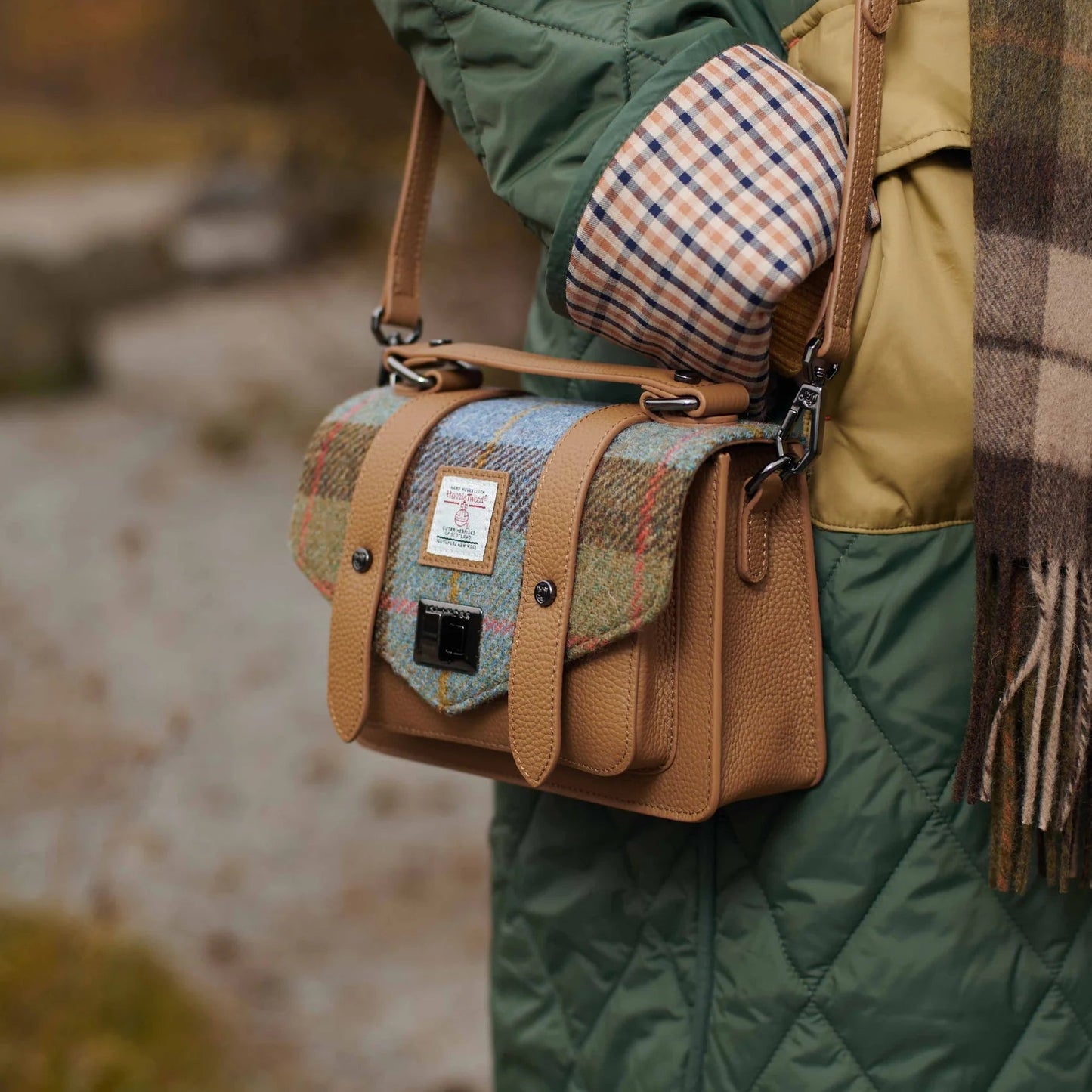 Mini Satchel - Chestnut & Blue Tartan