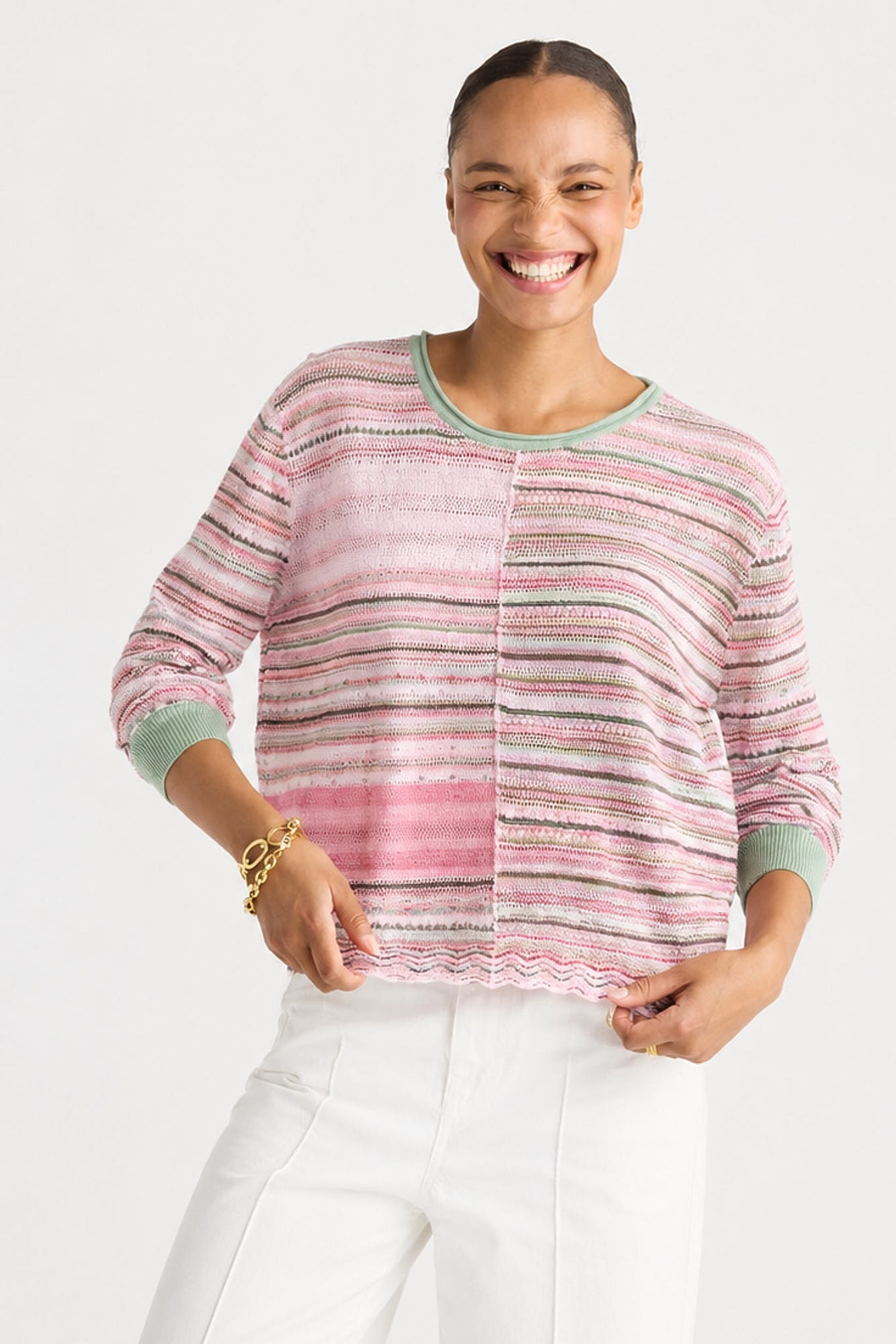 Mixed Lace Top - Aloe