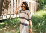Stripe Lace Top - Graphite