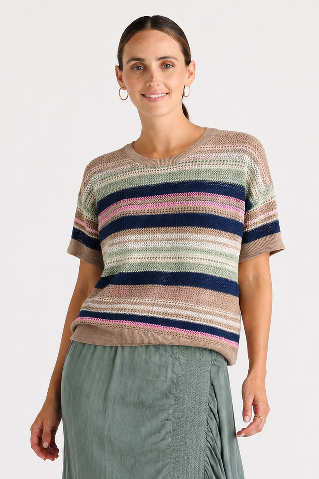 Stripe Lace Top - Natural