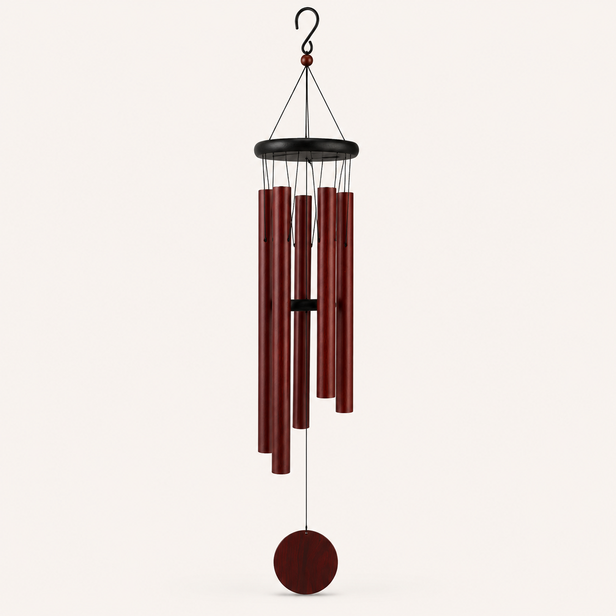 Windchime 5 Tube Wood Look - Red