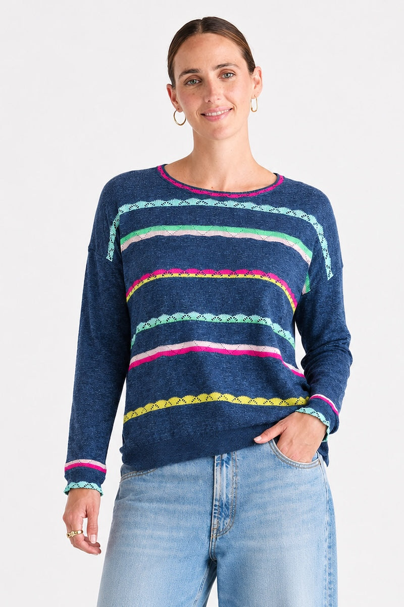 Lace Pop Knit - Denim