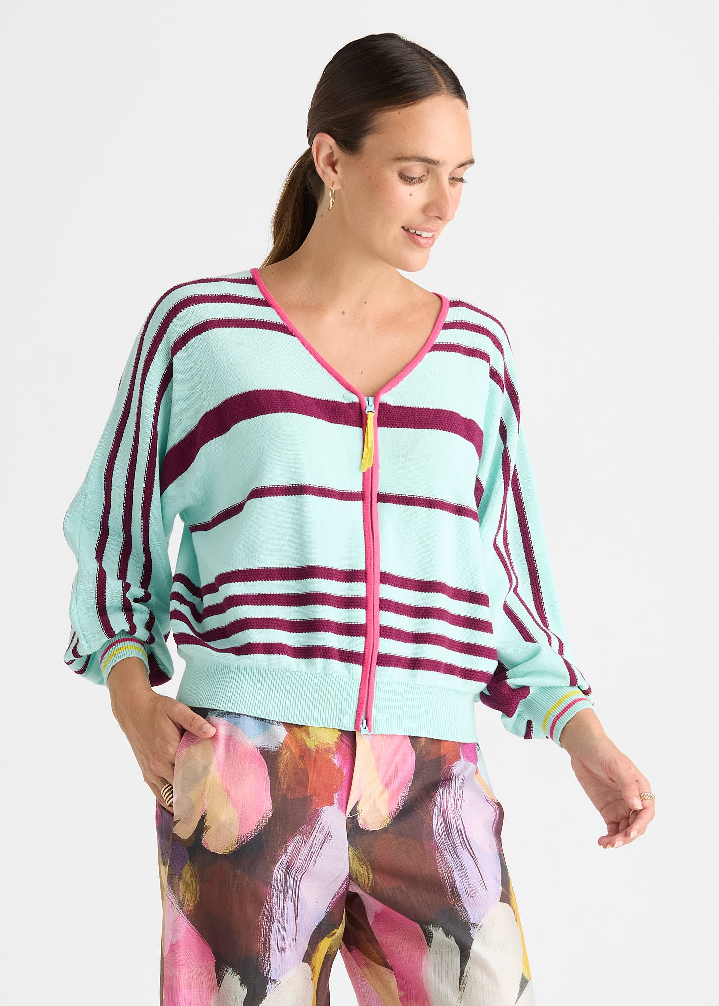 Statement Zip Cardi - Sea Breeze