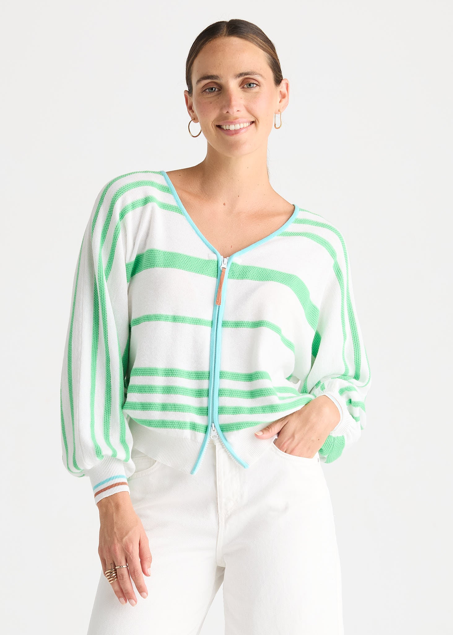 Statement Zip Cardi - White