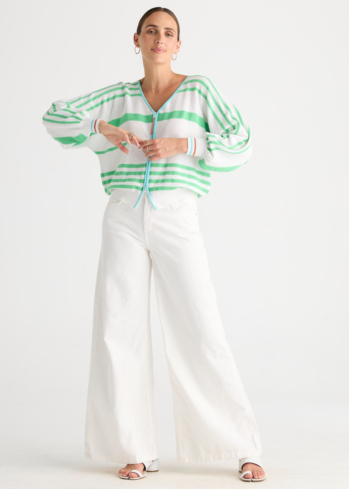 Statement Zip Cardi - White