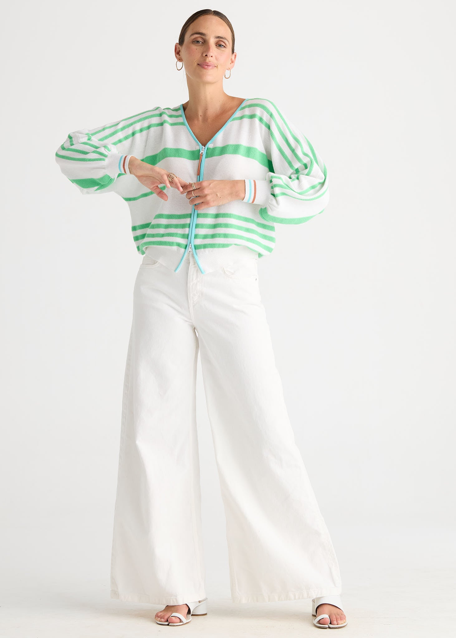 Statement Zip Cardi - White