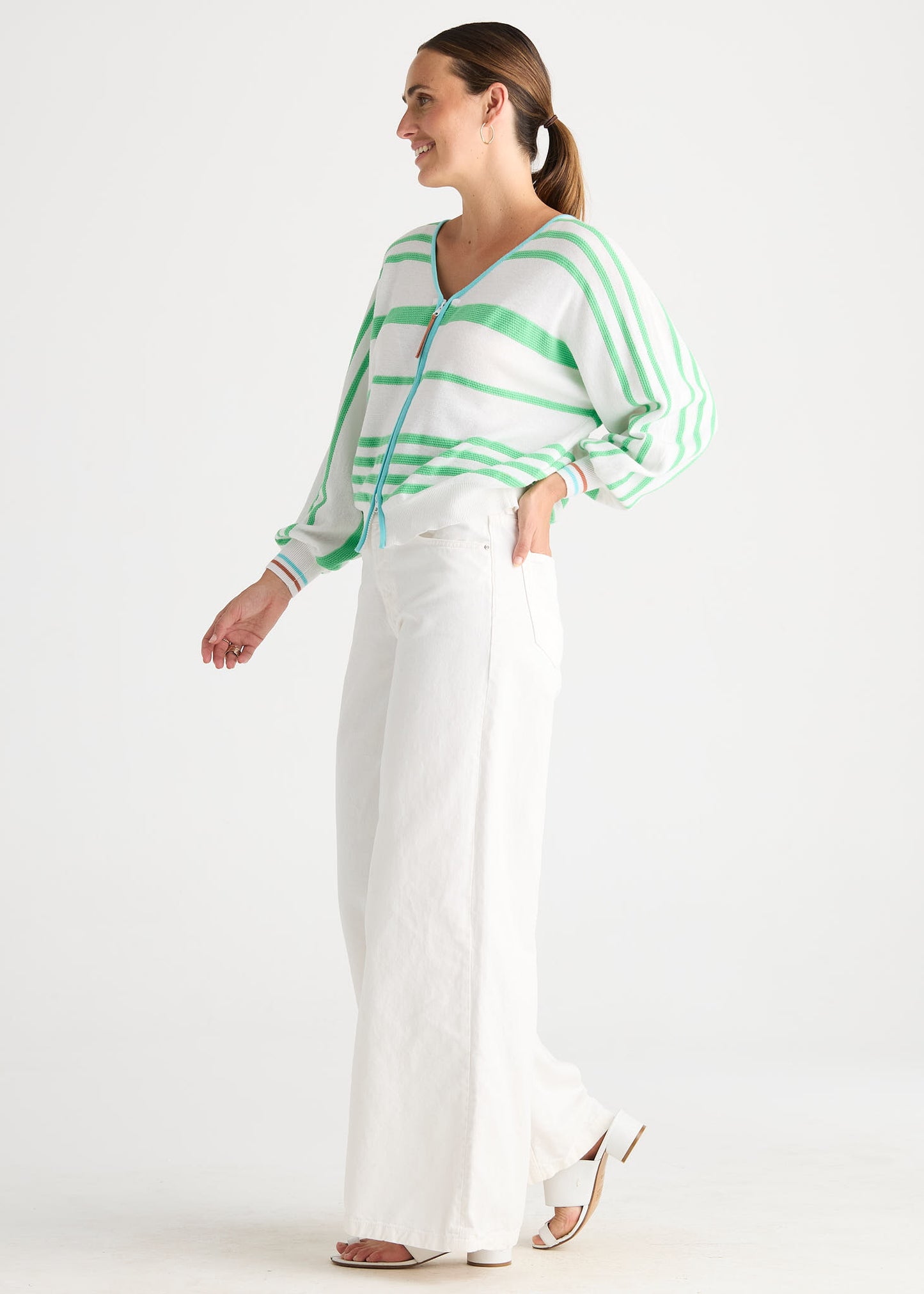 Statement Zip Cardi - White