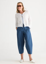 Pointelle Zip Cardi - White