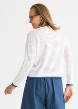 Pointelle Zip Cardi - White