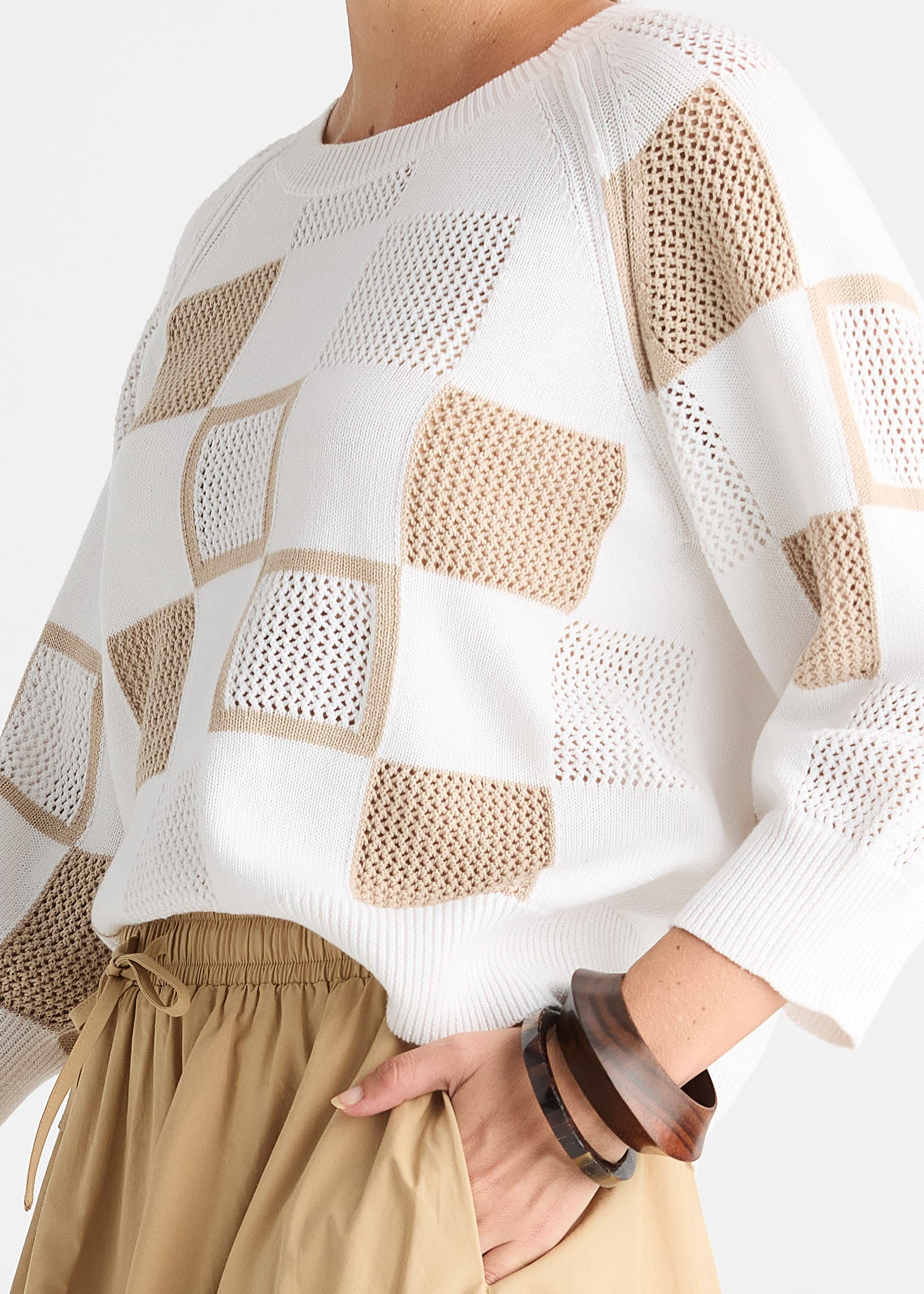Patch Pointelle Top - White