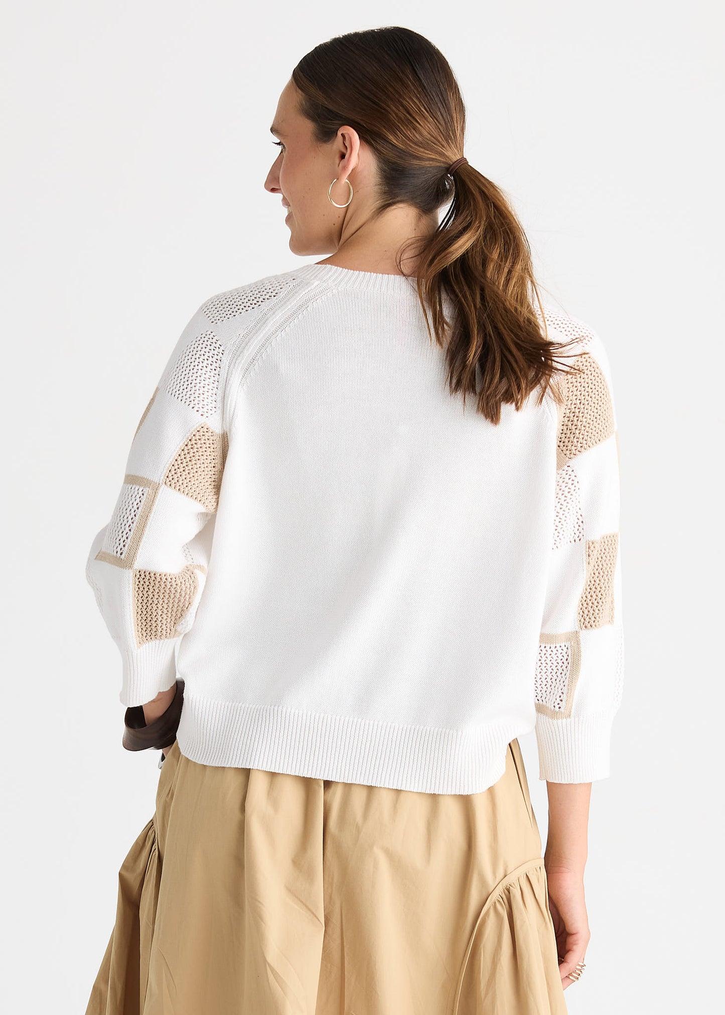Patch Pointelle Top - White