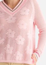 Floral Pointelle Vee - Blush