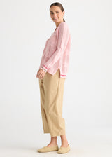 Floral Pointelle Vee - Blush