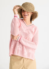 Floral Pointelle Vee - Blush