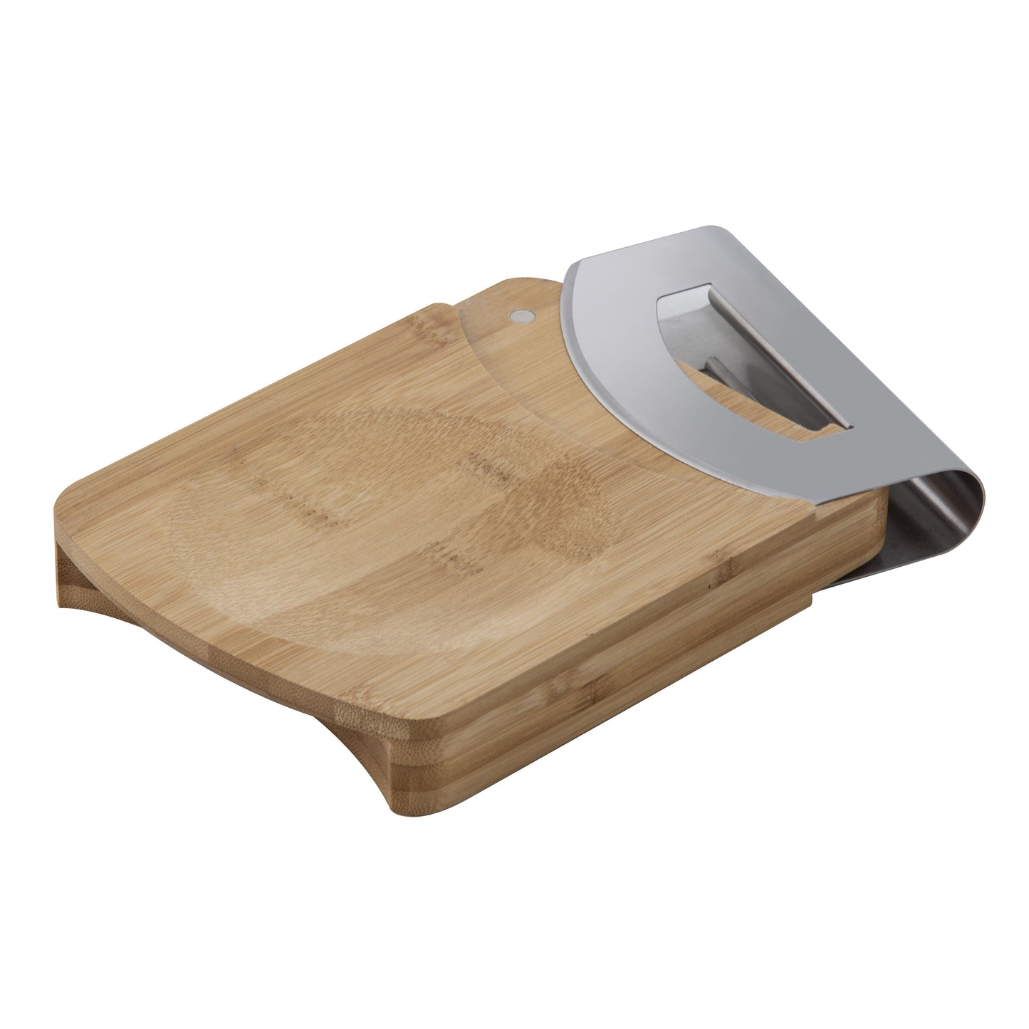 S/S Mezzaluna With Bamboo Board